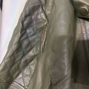 Olive Quilted Leather Jacket